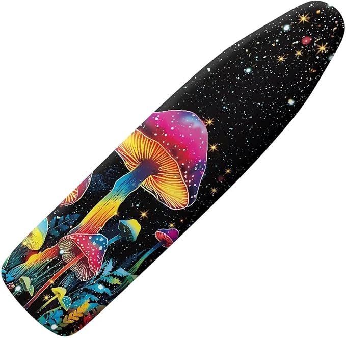 GLENLCWE Neon Colorful Mushroom Ironing Board Cover for Home Mushroom Iron Board Cover Heavy Duty Thick Iron Board Cover Decorative Replacement Fits All Standard Sizes