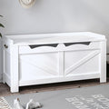 39.4" Storage Chest, Extra Large Storage Trunk with 2 Hinges, Wooden Box Bench, Lift-Top Organizer Chest, Shoe Bench for Entryway, Bedroom, Living Room, White SB04503X