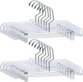 16-Pack Plastic Transparent Trouser Hangers, Adjustable Women's Skirt Hangers, Transparent Acrylic Space-Saving Plastic Hangers
