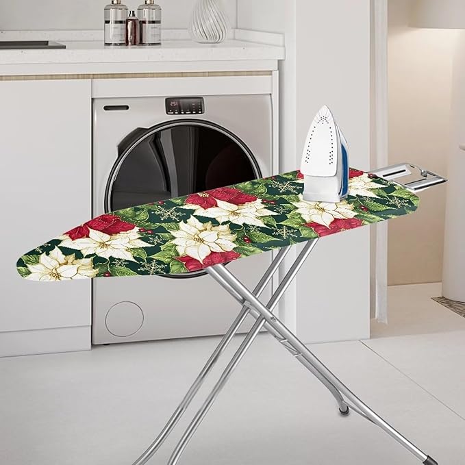 Christmas Floral 54 x 15 Ironing Board Cover Standard Full Size Elastic Edge Scorch Stain Resistant Ironing Cover