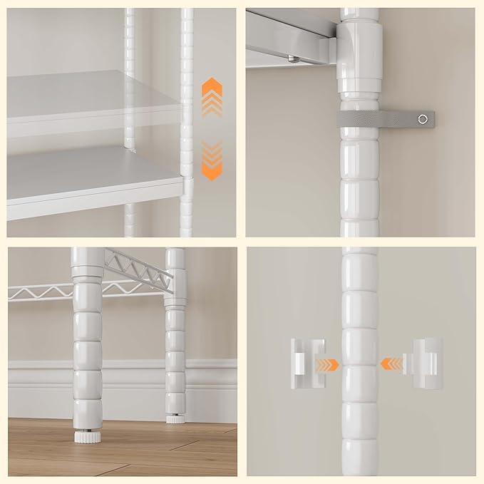 GAOMON Over The Washer and Dryer Storage Shelf, 5-Tier Adjustable Laundry Organizer with Double Layer Wood Shelves for Laundry Room Organization, White, 28 Inch