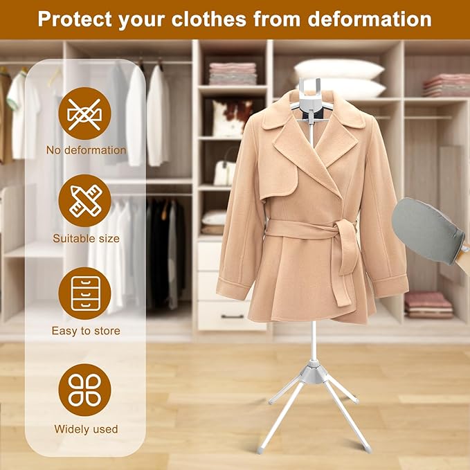 Garment Steamer Rack, Foldable Garment Steamer Stand, Garment Hanger Stand for Steaming Clothes, Steam Iron Stand, Handheld Clothes Steamer Holder, Clothes Hanger for Steam Ironing (Gray)