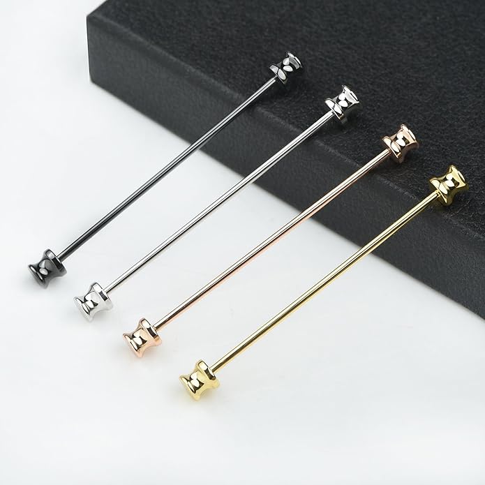 Classic 4-Piece Set Solid Brass Collar Bar for Men Multi-Style Metal Anti-Curl Shirt Collar Stays Tie Pins
