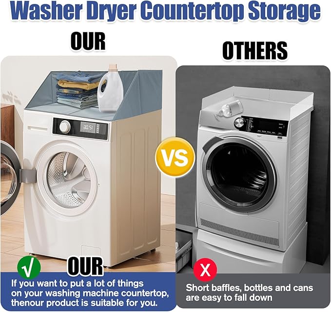 Laundry Guards for Front-Load Washers & Dryers, Secure Guardrails Prevent Clothes Falling Behind, Universal Fit Anti-Slip Organizer with Easy Installation (Gray) (1pcs)