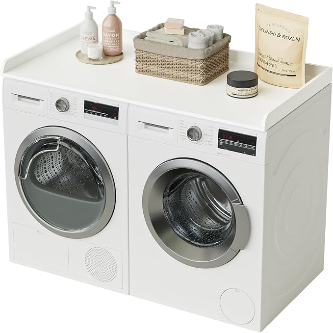 Washer Dryer Countertop, Laundry Room Organization and Storage, 27.6" x 54" Wood Laundry Countertop for Washer and Dryer, White
