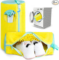 Shoe Washing Machine Bag, 2 PC Reusable XXL Shoes Laundry Bag for Washer & Dryer with Concealed Heavy-Duty Zipper to Protects Shoes & Machine, Cleaning Bag for Sneakers & Tennis Shoe(Yellow)