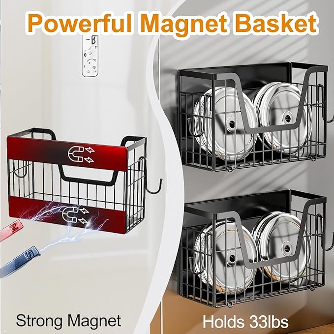 Magnetic Shelf Basket for Refrigerator,Fridge Magnet Shelf Organizer,Side of Fridge Storage Bin,No Assembly Space Saving for Fruits,Veggies,Snacks-1 Pack