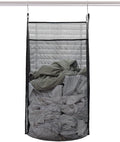 Jelier Hanging Breathable Mesh Laundry Hamper Basket,Portable Heavy Duty Hanging Laundry Bag with Two Hangers (black)