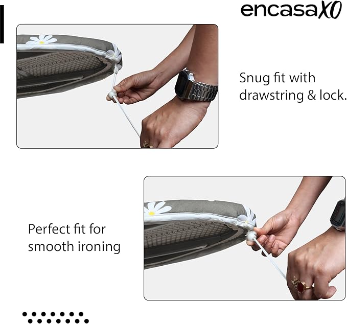 Encasa XO Ironing Board Cover and Pad 28"x12" - Thick 3mm Felt Padding, Drawstring Tightening & Lock, Easy Fit, Scorch & Stain Resistant, Fits Mini Ironing Board - Blue Moon