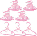 Wesiti 25 Pcs Small Pearl Hanger Mini Pearl Metal Elegant Clothes Hangers with Ribbon for Women Dog Cat (Pink)