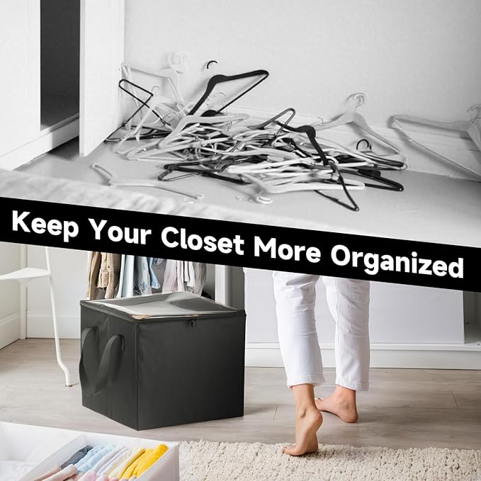 Clothes Hanger Organizer Holder, Rigid Hanger Storage Containers with Transparent Lid, Large Hanger Triangle Storage Bag, Waterproof Clothes Hanger Caddy Organizer Stacker to Keep Hangers Separate