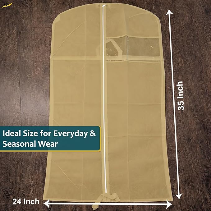 65" Garment Bags for Hanging Clothes, Pack of 3 Suit & Dress Covers for Storage and Travel, Long Gown Bags with Zipper, Warm Mocha