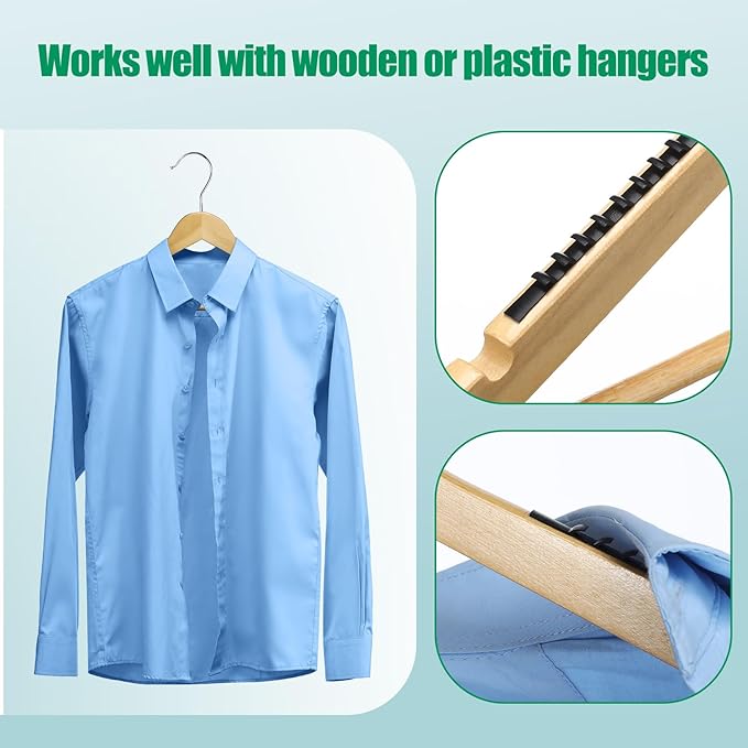 200 Pcs Non Slip Rubber Clothes Hanger Grips Adhesive Clothing Hanger Grip 2.8 x 0.2 Inch Clothes Hanging Accessories with Fins Strips Grippers for Home Stores Use (Black)