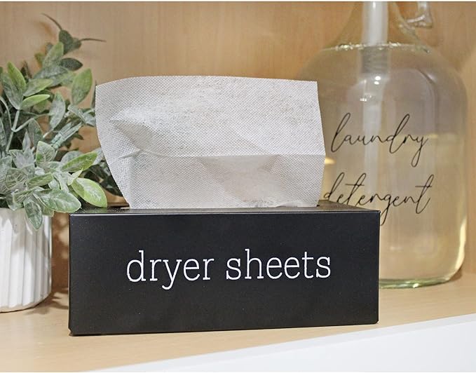 AuldHome Design Farmhouse Dryer Sheet Dispenser (Black); Countertop Enamelware Fabric Softener Sheet Holder for Laundry Room