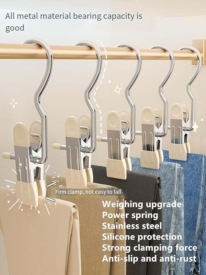 10/30/50Pcs Space-Saving Clothespin, Upgrade Double Head Clamp Dipped Hanger for Closet Hooks Garment Clip Hat Pants Storage Hanging Travel Hook (White, 30PCS)