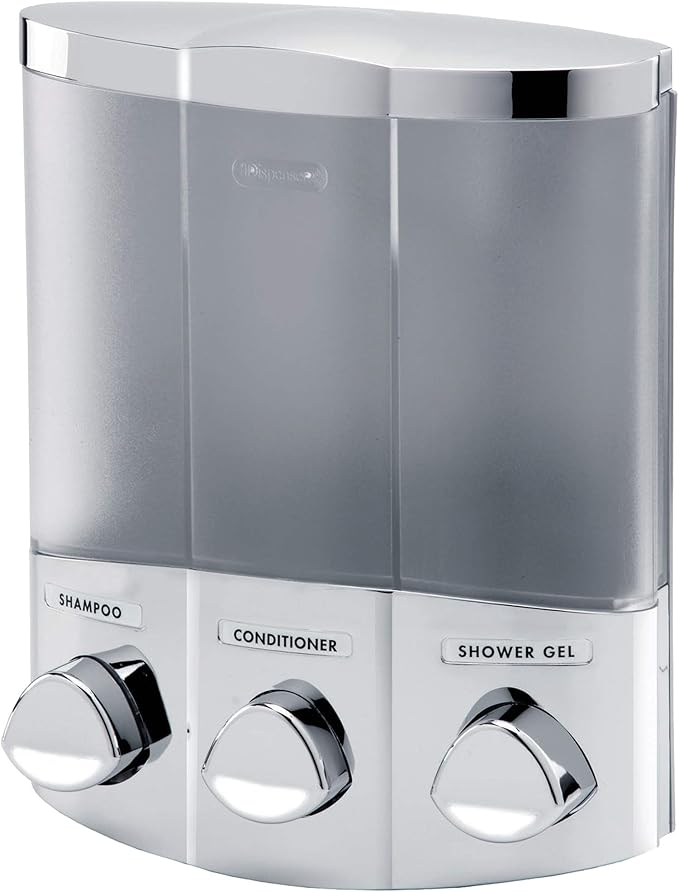 Better Living Products 76344-1 Euro Series Trio 3-Chamber Soap and Shower Dispenser, Chrome (Pack of 6)