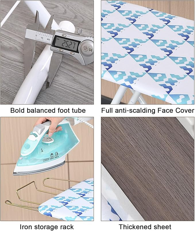 2Pcs Ironing Board Set, Height Adjustable from 24.8-30.3In, Portable Foldable Iron Board with Iron Rest