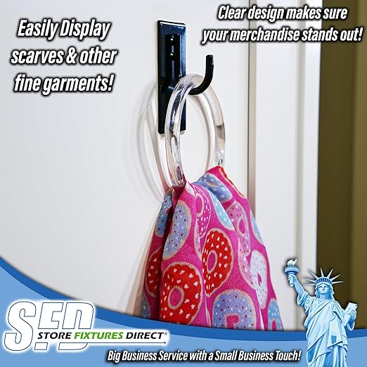 Clear Plastic Retail Scarf Rings - Round Fine Garment Hangers - 2.58" ID - 3.25" OD - 1000 Pack