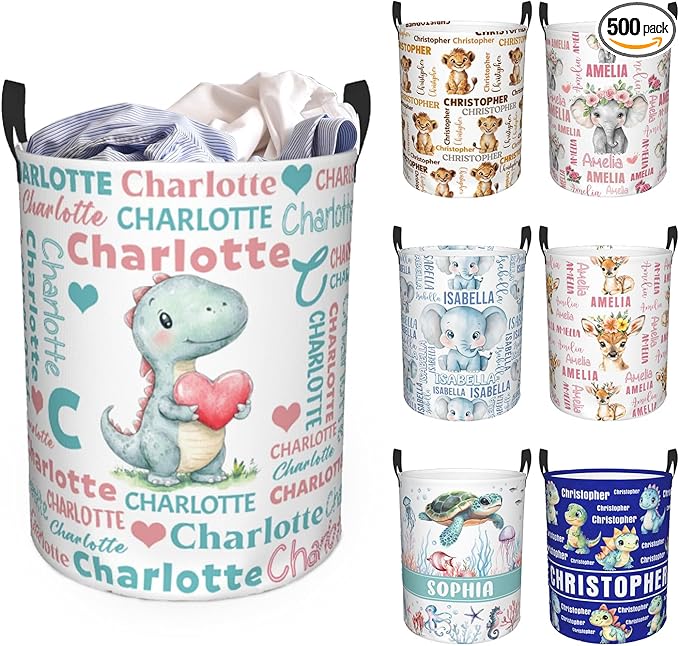Custom Name Laundry Hamper, Personalized Laundry Basket with Name for Baby Boys Girls, Customized Collapsible Dirty Clothes Hamper Storage with Handles for Bedroom Bathroom Dorm Room Decor