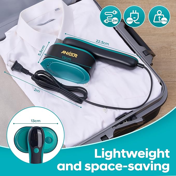 Travel Steamer for Clothes 1200W Powerful Wrinkle Remover, 2 in 1 Clothes Steamer & Steam Iron, 10-Second Heat Up, Lightweight & Compact Portable Iron for Home & Travel
