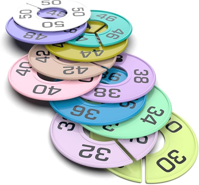 Round Rack Size Divider - Men's Sizes (30-50 Even) (33, Multi-Colored)