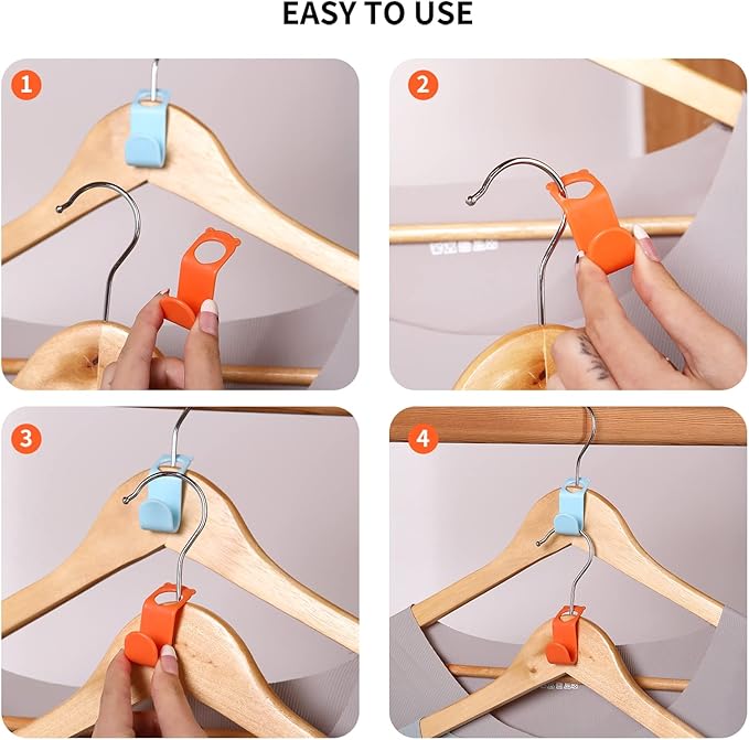 SLMT Clothes Hanger Connector Hooks 50PCS Space Saving Extender Clips for Closet Organization Dorm Room Essentials Cascading Saver Organizers and Storage
