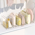 Purse Organizer for Closet, 6 Pack Adjustable Purse Holder for Closet, Plastic Shelf Dividers for Organization, Clear Handbag Clutch Bag Book Storage Organizer in Bedroom, Office