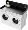 Fabuday 2-Tier Wood Washer Dryer Countertop with Shelf - Two Layers Laundry Topper for Storage & Organization, 54''x27.5''x11.9'' Counter Table with Edge Over Washing & Dryer, Charcoal Black