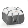 TECHMILLY Pop Up Foldable Laundry Basket, 90L Large Capacity Square & Tear Proof Laundry Hamper with Reinforced Handles for Dirty Clothes Storage in Dorm, Laundry Room, Bathroom, Grey(Fabric)