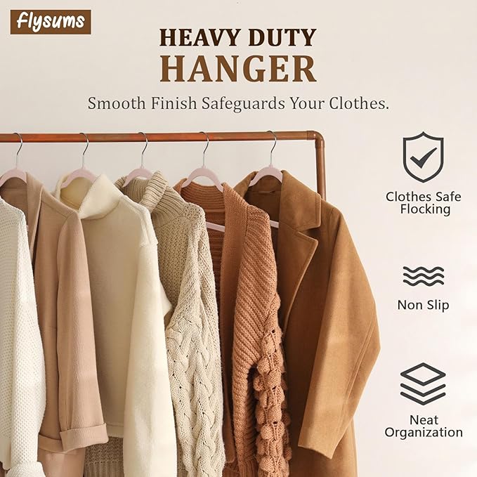 Premium Velvet Hangers - Heavy Duty Pink Non-Slip Space Savers; 50 Pack for Coats, Pants & Dress Clothes