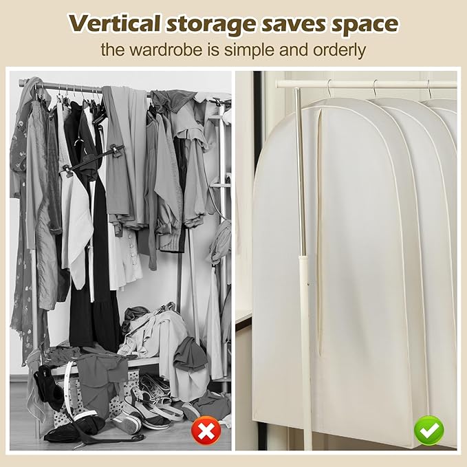 50 Inch Acid Free Cotton Muslin Suit Garment Bag Long Dress Suit Storage Box Closet Organizer for Suits, Coats, Travel Bag