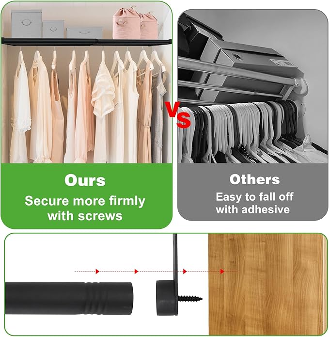 Expandable Closet Shelf, 16-24 Inches Metal Closet Rod Organizers and Storage Shelves Space Saving DIY Divider Separator for Cabinet Wardrobe