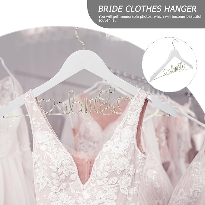 Garneck Bridal Hanger Wedding Hanger Nonslip s Wire s Bride Wedding Clothes Wood, Iron Dress Rack Bridegroom Clothing Bride for Dress