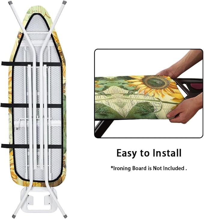 Flashideas Sunflower Ironing Board Cover Universal Stretchy Stain Reisstant Cover for Ironing Board with Adjustable Straps Ironing Board Accessories