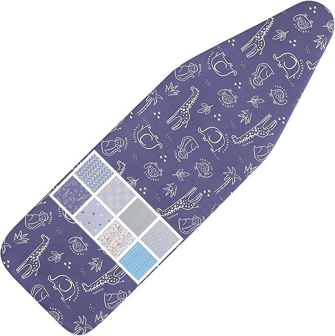 Ironing Board Cover and Pad Standard Size 15 x 54,3 Pairs of Hook and Loop Fastener Straps,Elastic Edges,Cotton Iron Board Cover with Scorch Resistant Thick Padding (Pattern B)