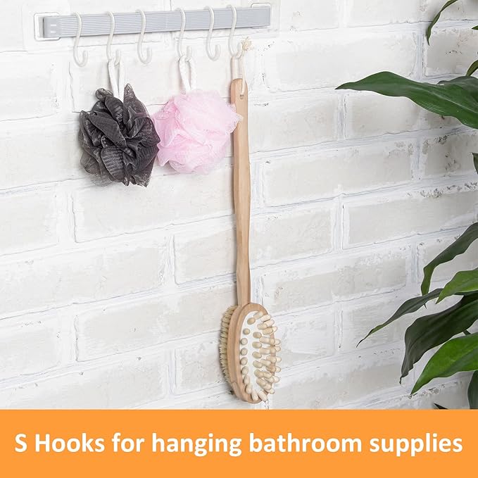 HiGift 24 Pack 5 Inch White S Hooks for Hanging Plants, Large Vinyl Coated, Non Slip Heavy Duty, Metal Rubber Coated Closet S Hooks
