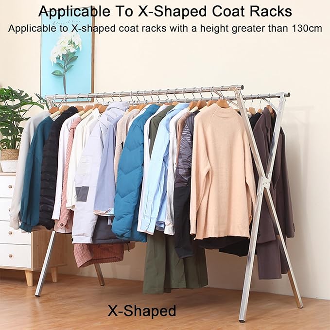 Clothes Rack Cover with Zipper, Dustproof Clothes Cover with 2 Durable Zipper Clothing Waterproof Protector, Designed for X-Type Coat Racks(White,140x130x95cm/55x51x37in)
