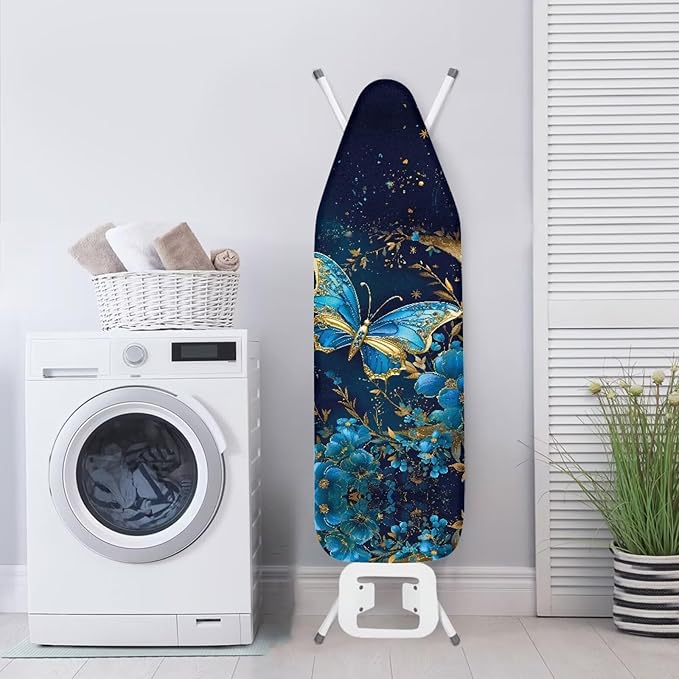 GLENLCWE Decorative Butterfly Replacement Ironing Board Cover with Hook and Loop,Stay in Place Butterfly Iron Board Cover for Women Heavy Duty Iron Accessories