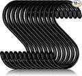 5 Inch Heavy Duty S Hooks, Large S Hooks for Hanging Plants, Vinyl Coated S Hook 12 Pack Sturdy Non Slip Kitchen and Closet Black S Hook for Hanging Large Object, Garden Tools, Pot