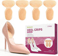 Heel Grips for Women Shoes - Bukihome Heel Pads for Shoes That are Too Big, Non-Slip, Reduce Friction T-Shape Design Shoe Cushions for High Heels, Sandals, Pumps, Flats, Boots (4 Pcs, Beige)
