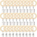 POVETIRE 30 Pack 2.5 Inch Wood Rings with Clips for Hanging Baby Headband Hair Accessories Baby Bib NecklaceJewelry Hat Holder