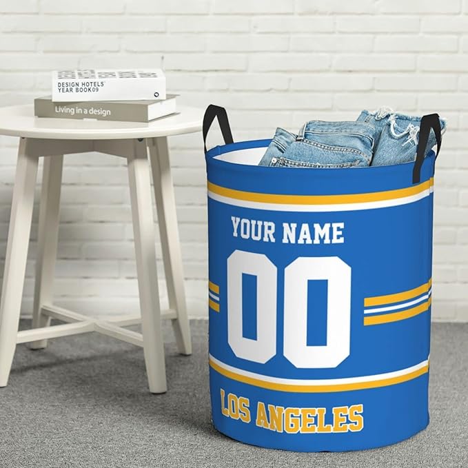Custom Los Angeles Laundry Hamper Personalized Laundry Basket Customized Name And Number Collapsible Storage Basket for Bedroom Bathroom Living Room Gifts