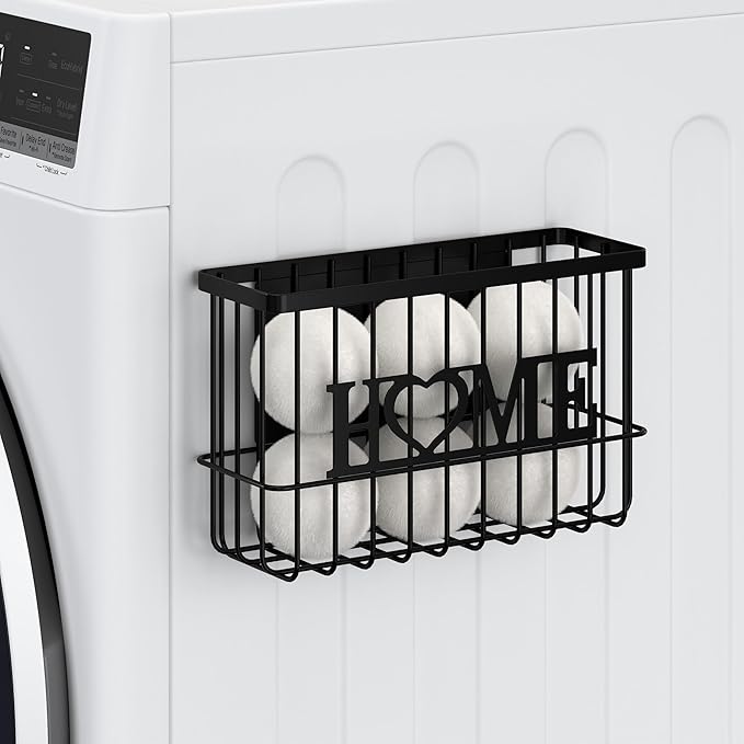 Thipoten Dryer Ball Holder, Magnetic Dryer Ball Storage for Laundry Room, Perfect Space Saver for Holding Dryer Balls of Various Sizes (Black)