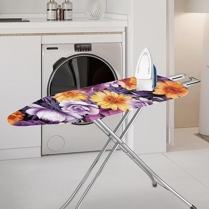 Flashideas Purple Flower Ironing Board Cover and Pad 15 x 54 Heavy Duty Iron Board Covers Standard Size Padding Decorative Covers for Most Iron Boards Ironing Pad Cover