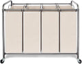 Laundry Sorter Hamper with Wheels, Heavy-Duty Laundry Sorter Rolling Cart, Lockable Wheels and Removable Bags, 4 Sections, Beige