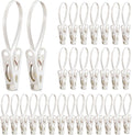 Honeydak 30 Pack Multi-Purpose Laundry Hooks Hanging Clips Bulk with Plastic Rope Hanger Clips for Baby Clothes Closet Organizer for Pants Hat Sock Boot Bra Towel Bathroom Wardrobe (White)