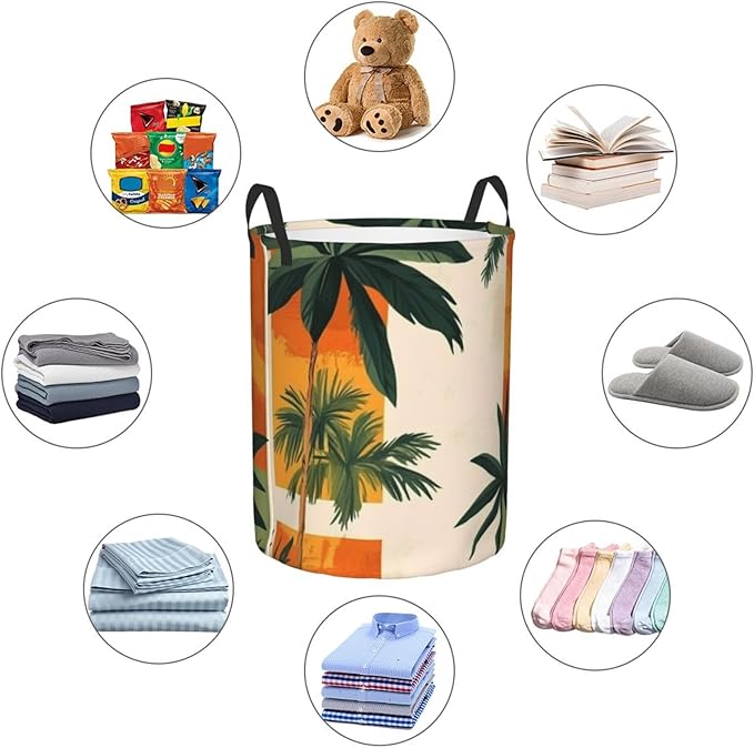 Retro Tropics Print Laundry Basket For Storage Bins Gift Baskets Bedroom Clothes Hamper