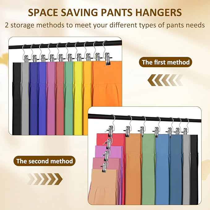 Leggings Organizer for Closet, Portable Pants Hangers for Travel, 20 PCS Hanging Clips with Non-Slip Rubber Coated, Space Saving Closet Organizers and Storage for Boot Hats Shorts Jeans