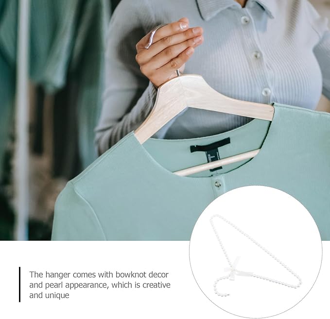 Ciieeo Artificial Pearl Clothes Hangers with Bowknot Decorative Design for Home Closet Organization Multipurpose Hangers for Suits Coats Dresses and Sweaters