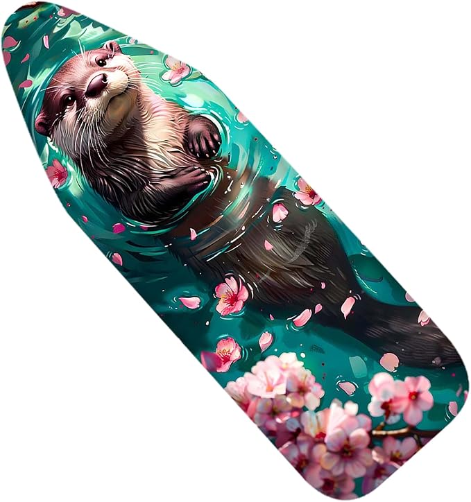 Nuxovilar Otter with Cherry Blossoms Ironing Board Cover, 15×54inch, This Cover Fits Most Standard Boards, Dust - Proof Ironing Accessory for Home Decoration